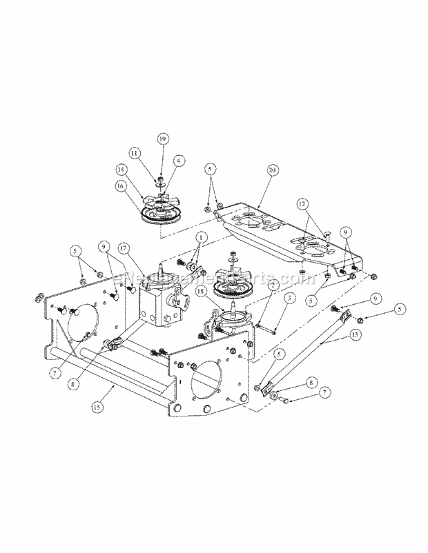 Drive Assembly Diagram and Parts List for M54-KW 53BB5DBW750 Cub Cadet Sprayer